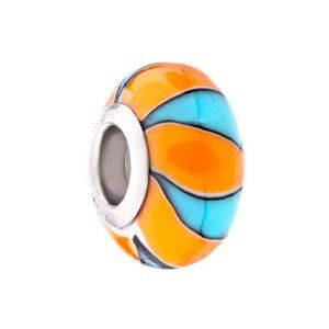 FREE S/H Pugster Orange & Blue Murano Glass Bead Charm - Fits Pandora